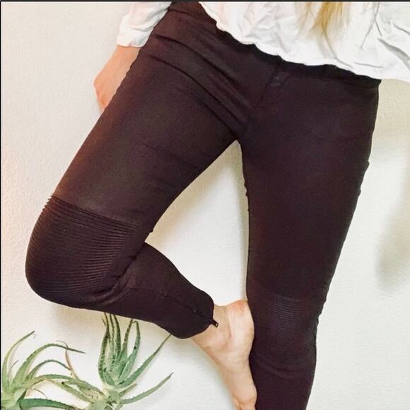 MADEWELL Maroon Waxed Coated Moto Zipper Ribbed Knee Ankle Skinny Pant Jeans 28 - Picture 6 of 7